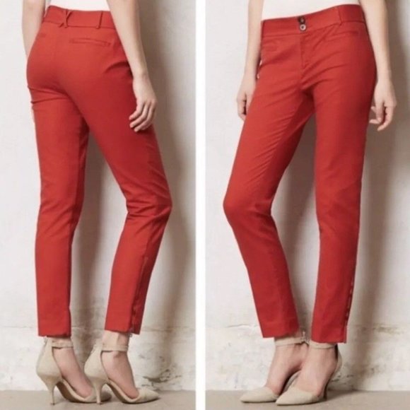 Anthropologie Pants - Anthropologie Cartonnier Red Ankle Cropped Pants